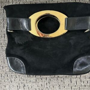 Elegant Valentino Black and Gold Women's clutch  Bag